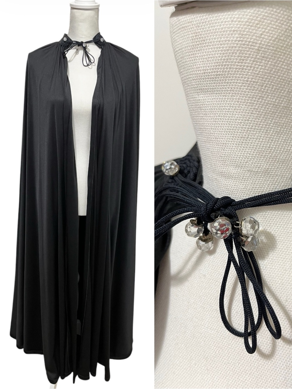 Vintage Bernshaw Black Beaded Tie Cape - Made in England